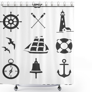 Personality  Nautical Icons Shower Curtains