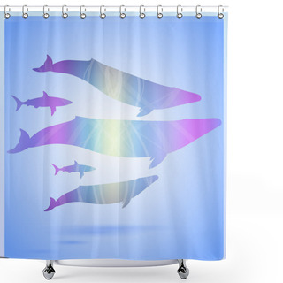 Personality  Whale On Abstract Ocean Background, Vector Illustration Shower Curtains