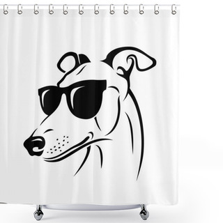 Personality  Cute Greyhound Dog Wearing Sunglasses, Isolated Vector Illustration Shower Curtains