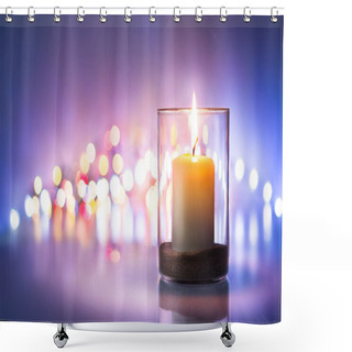 Personality  Romantic Night With Candlelight And Bokeh Background.New Year Or Romantic Valentine Day Shower Curtains