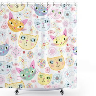 Personality  Pattern Of Portraits Of Cats Shower Curtains