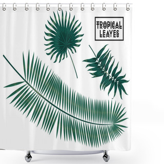 Personality  Tropical Branches, Leaves On White Background, Palm Tree Leaves Isolated Shower Curtains