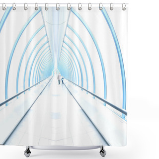 Personality  Light Corridor In Airport With Curved Glass Wall, Moving Shower Curtains