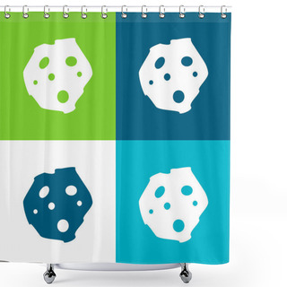 Personality  Asteroid Flat Four Color Minimal Icon Set Shower Curtains
