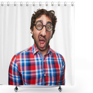Personality  Amazed Crazy Man Shower Curtains