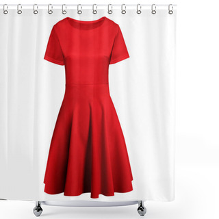 Personality  With These Front View Excellent Flare Dress Mockup In Prime Rose Color You Dont Have To Wait For Your Brand Or Logo To Be Done. Simply Add Your Graphic And It Is Ready Shower Curtains