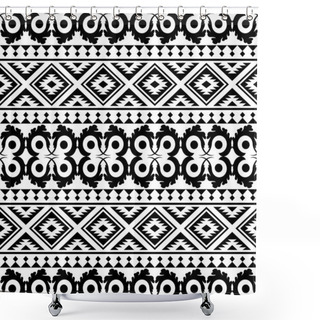 Personality  Traditional Ikat Aztec Ethnic Pattern Vector In Black And White Color Shower Curtains