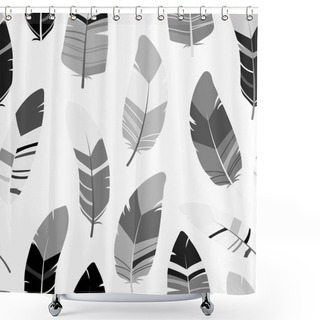 Personality  Seamless Feathers Pattern. Scandinavian Black And White Design Background Shower Curtains