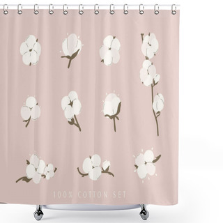 Personality  Cotton Flower & Ball Big Set. Concept Of Of Natural Eco Organic Textile, Fabric. Shower Curtains