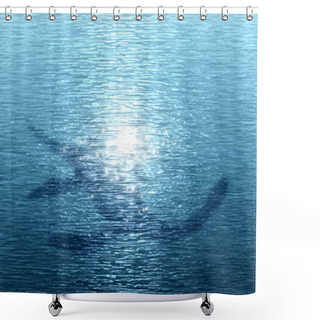Personality  Loch Ness Monster Silhouette Under The Water. Shower Curtains