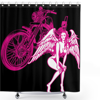 Personality  Woman And A Motorcycle Shower Curtains