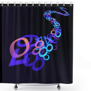 Personality  Abstract Retro Background With Colorful Rainbow Numbers Shower Curtains