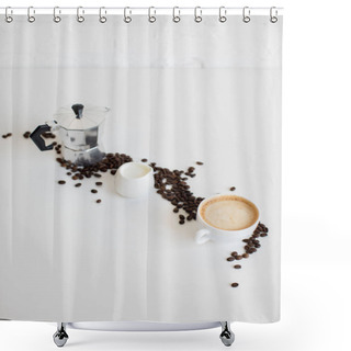 Personality  French Press And Coffee Shower Curtains