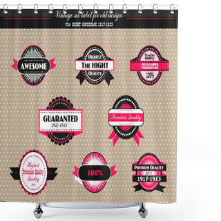 Personality  Vintage Set Of Vector Labels Of Old Design Shower Curtains