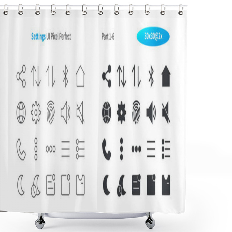 Personality  Settings UI Pixel Perfect Well-crafted Vector Thin Line And Solid Icons 30 2x Grid For Web Graphics And Apps. Simple Minimal Pictogram Part 1-6 Shower Curtains