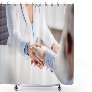 Personality  Doctor And Senior Patient Shower Curtains