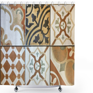 Personality  Ceramic Floor And Wall Tiles As Background Shower Curtains