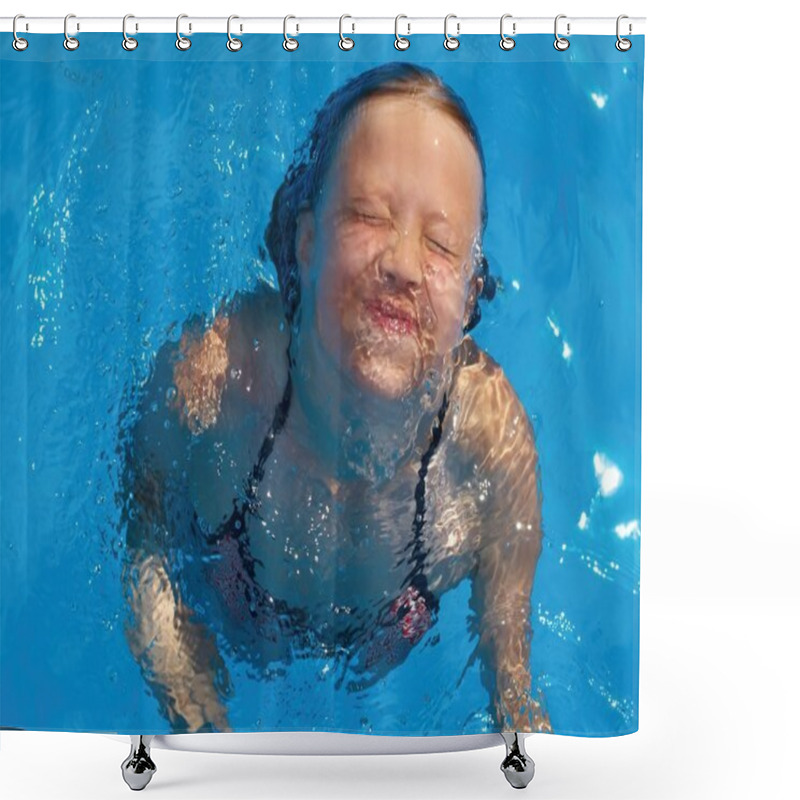 Personality  Girl Emerging From A Swimming Pool       Shower Curtains