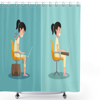 Personality  The Sample Of The Guy Sitting In Wrong And Right Ways Shower Curtains