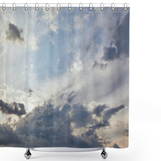 Personality  Blue Clouds On Blue Sunlight Sky Background And Copy Space Shower Curtains