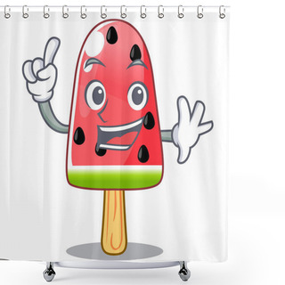 Personality  Finger Ice Cream Watermelon On Shape Mascot Vector Illustration Shower Curtains