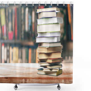 Personality  A Stack Of Books On The Shelf Shower Curtains