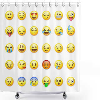 Personality  Set Of Emoticons, Emoji Isolated On White Background, Vector Illustration. Shower Curtains