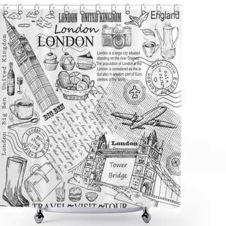 Personality  London Hand Drawn Shower Curtains