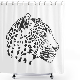 Personality  Black And White Vector Sketch Of A Leopard's Face Shower Curtains