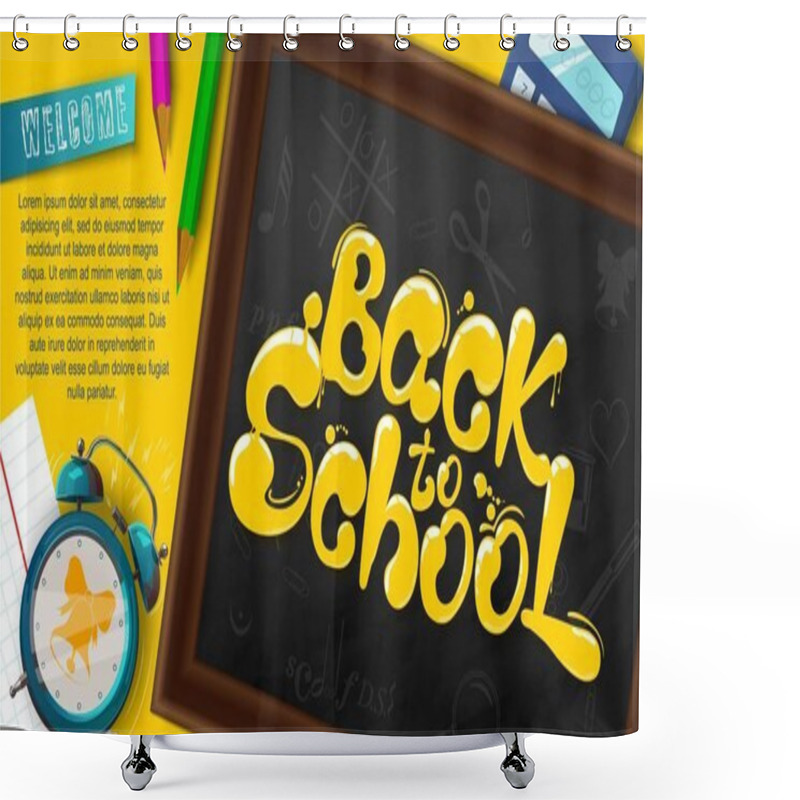 Personality  Ink Flowing In Lettering Form Back To School. Shower Curtains