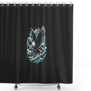 Personality  Flying Eagle On Cloud Lightning Vector Artwork Design Shower Curtains