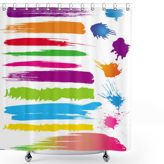 Personality  Set Of Colour Line Brushes Shower Curtains