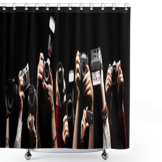 Personality  Raised Hands Holding Photocameras Shower Curtains