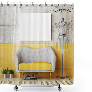 Personality  3d Render Of Mock Up Poster, Hipster Style Shower Curtains