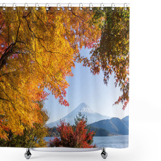 Personality  Fujisan And Maple Trees In Autumn Shower Curtains