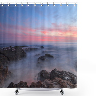 Personality  Long Exposure At Sunset Over Rocks Shower Curtains