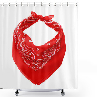 Personality  Tied Red Bandana With Paisley Pattern Isolated On White, Top View Shower Curtains