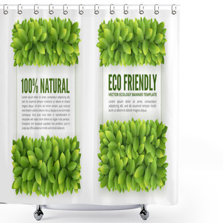 Personality  Banners With Green Leaves Shower Curtains