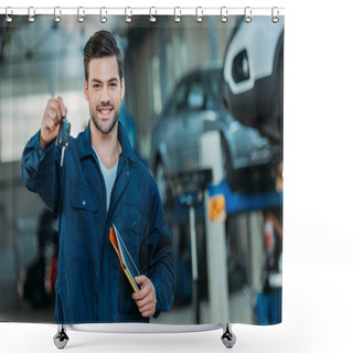 Personality  Automechanic Holding Car Keys Shower Curtains