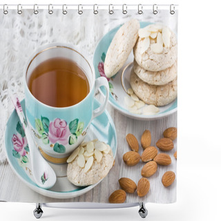 Personality  Cup Tea With Almond Cookies Shower Curtains