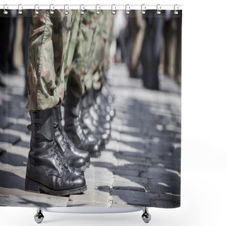 Personality  Army Parade - Boots Close-up Shower Curtains