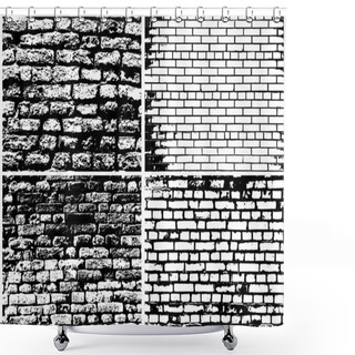 Personality  Set Of Grunge Brick Wall Backgrounds Shower Curtains