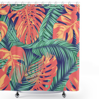 Personality  Summer Exotic Floral Tropical Palm, Philodendron Leaf. Jungle Leaf Seamless Pattern. Botanical Plants Background. Eps10 Vector. Summer Tropical Palm Wallpaper For Print, Fabric, Tile, Wallpaper, Dress Shower Curtains