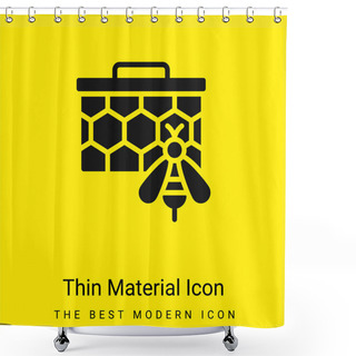 Personality  Bees Minimal Bright Yellow Material Icon Shower Curtains