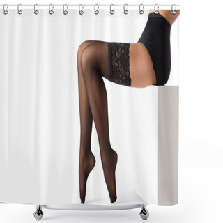 Personality  Female Legs In Black Stockings Shower Curtains