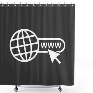 Personality  Go To Web Icon. Internet Flat Vector Illustration For Website On Black Background. Shower Curtains