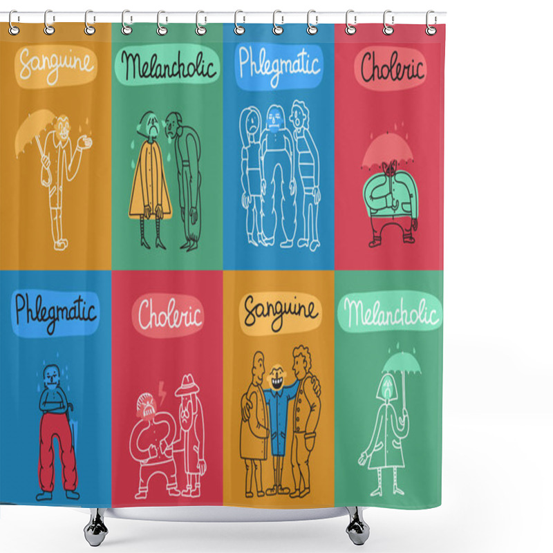 Personality  Temperament Types Cards Set Shower Curtains