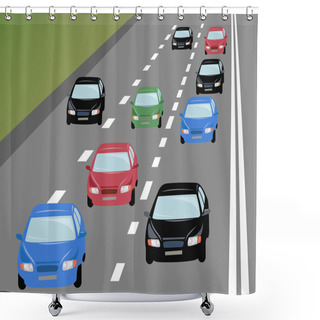 Personality  Vector Many Cars On Road Shower Curtains