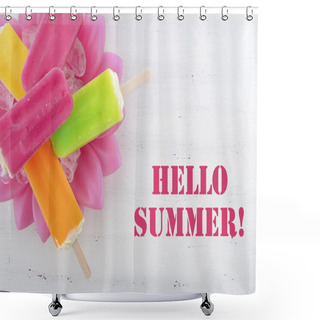 Personality  Summer Is Here Concept With Bright Color Ice Creams Shower Curtains