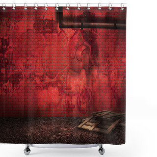 Personality  Red Brick Backyard Urban Background Shower Curtains